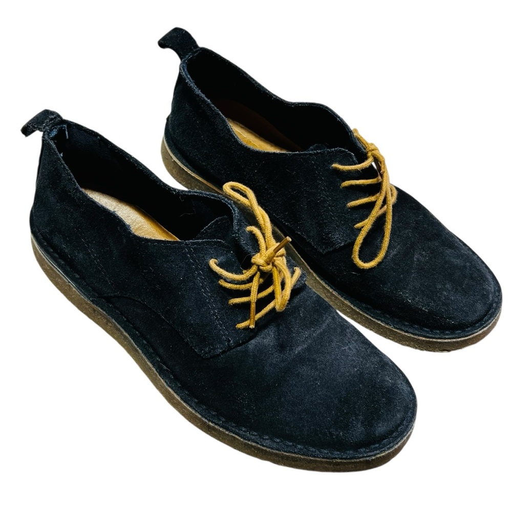 Zara navy Kids Dress Shoes Suede Leather with Tan Laces